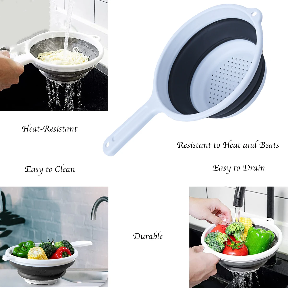 Collapsible Kitchen Strainer With Handle 1