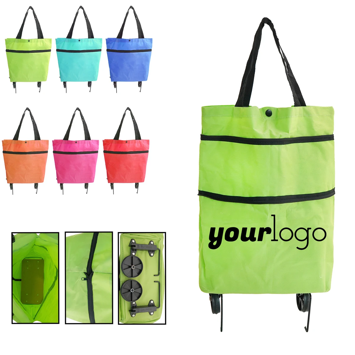 Durable Foldable Shopping Cart with Wheels and Straps 1