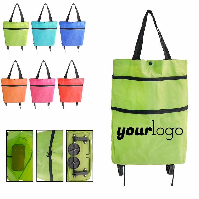 Durable Foldable Shopping Cart with Wheels and Straps
