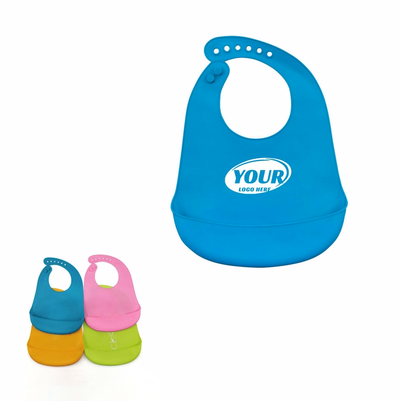 Adjustable Silicone Feeding Bib With Food Catcher Pocket