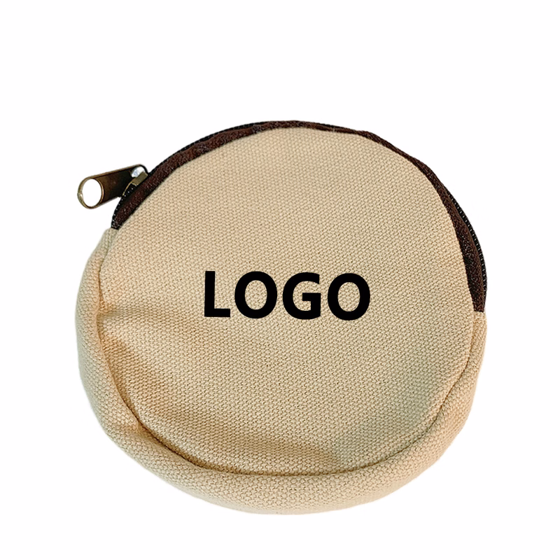 Round Canvas Zipper Coin Purse