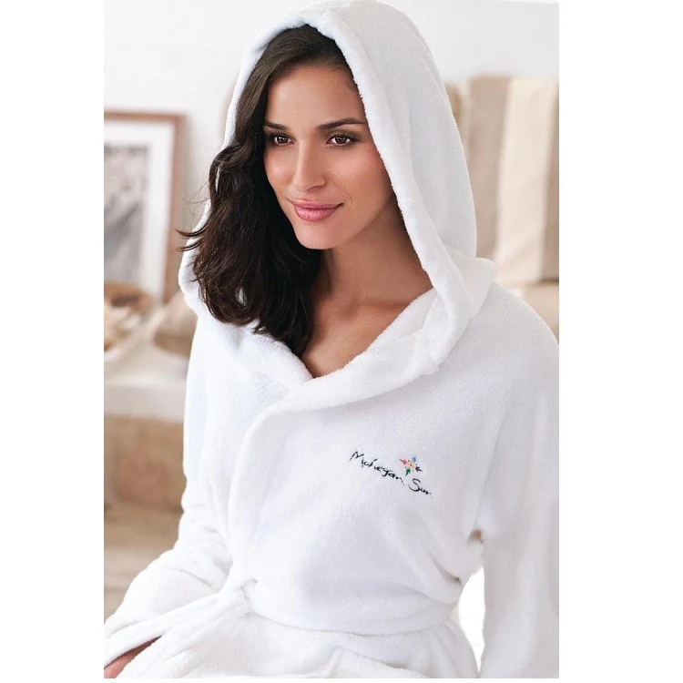 Hooded Fleece Coral Robe 1