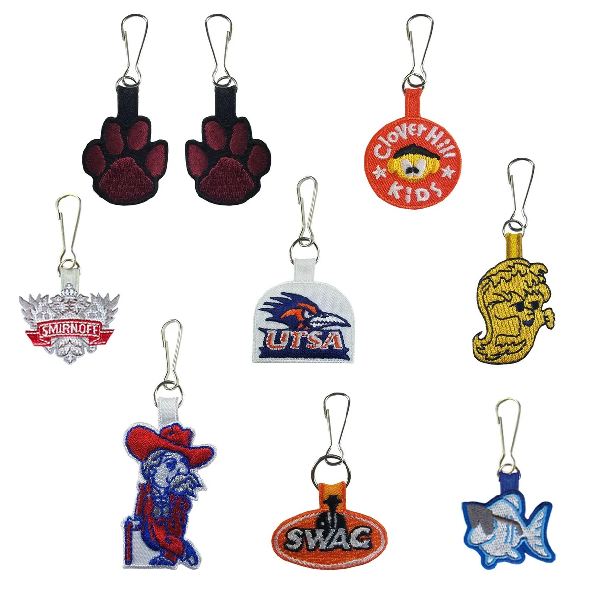 Custom Embroidered 2 Sided Zipper Pulls/Tags 1