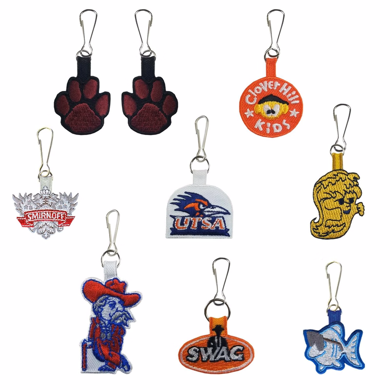 Custom Embroidered 2 Sided Zipper Pulls/Tags