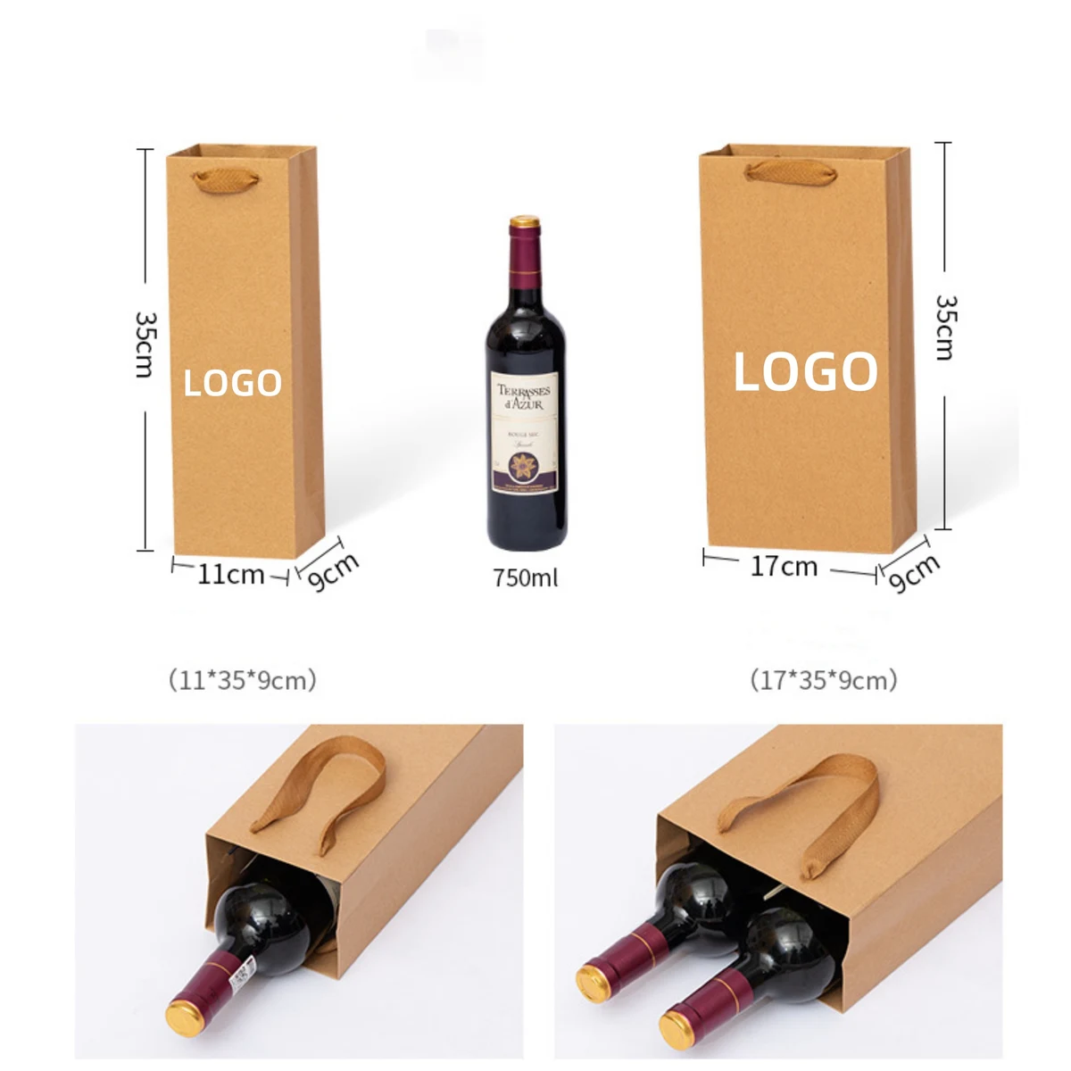 Kraft Paper Single Red Wine Tote Bag 1