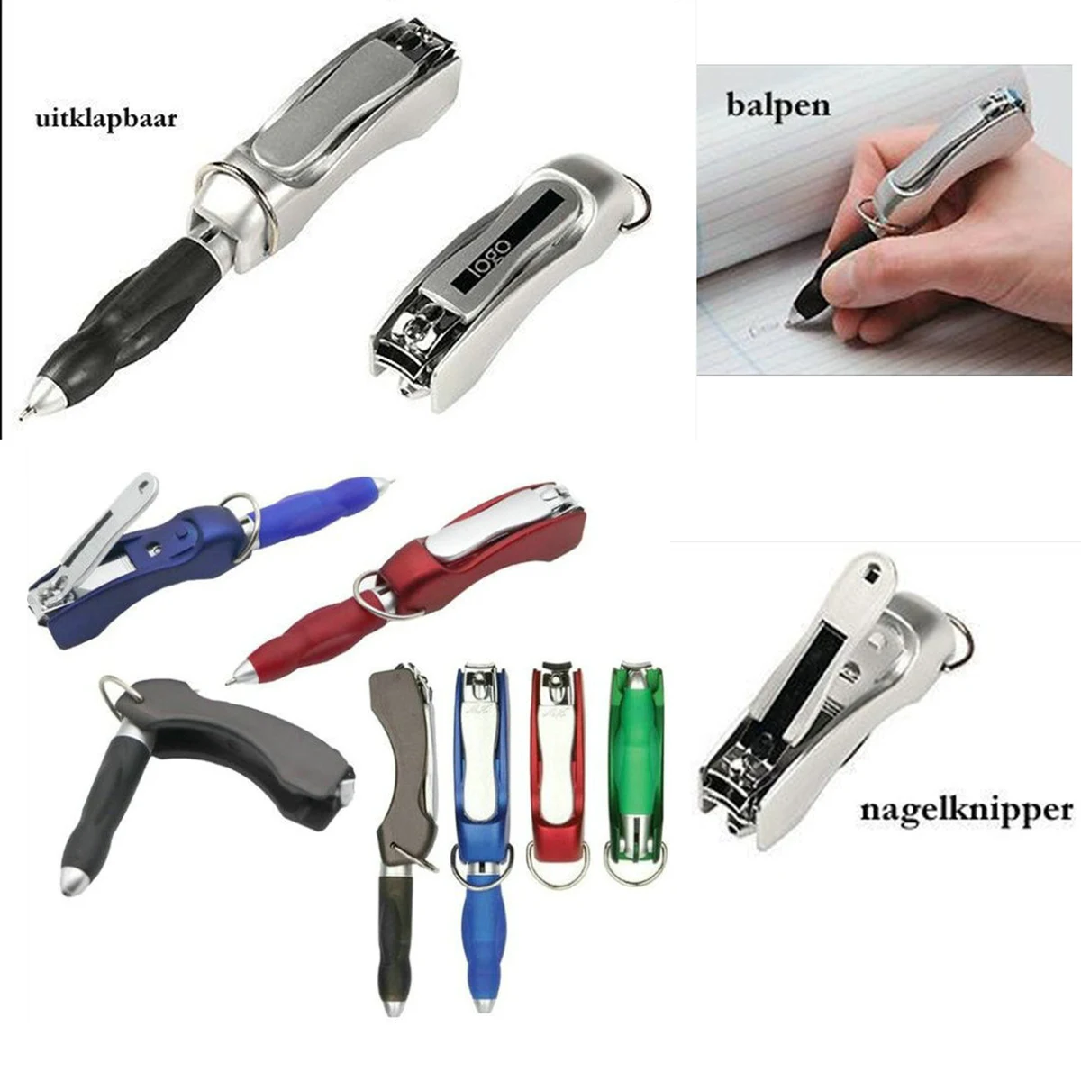 Foldable Ballpoint Pen Keychain with Nail Clipper 1