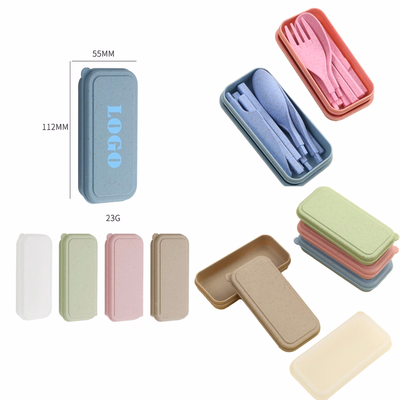 Wheat Straw Folding Plastic Portable Cutlery Box