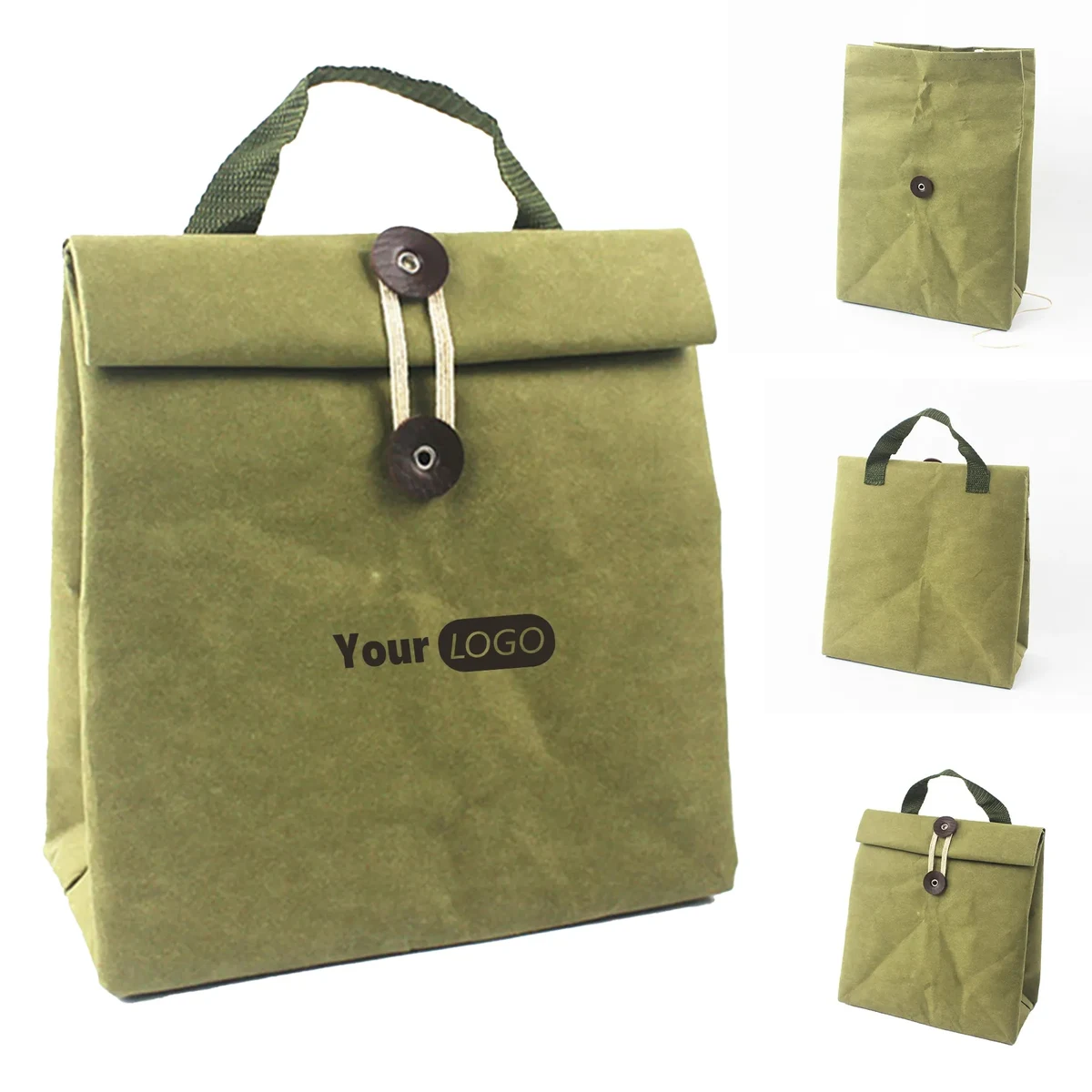 Paper Minimalist Green Washed Insulation Bag 1