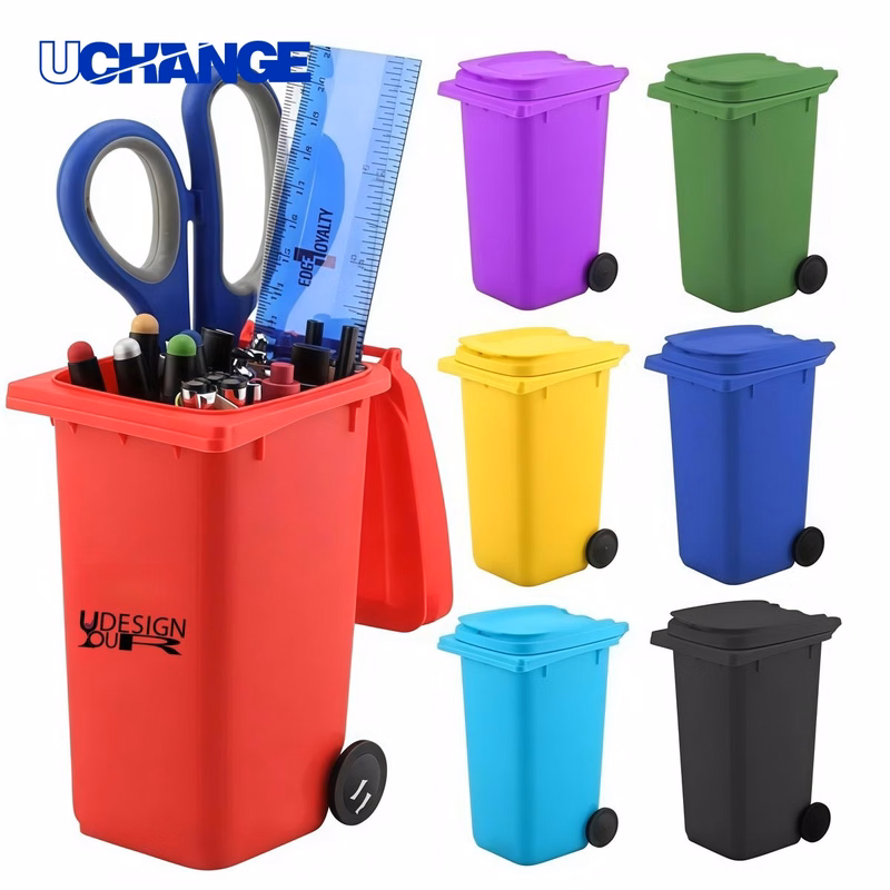 Mini Plastic Trash Garbage Can Pen Holder