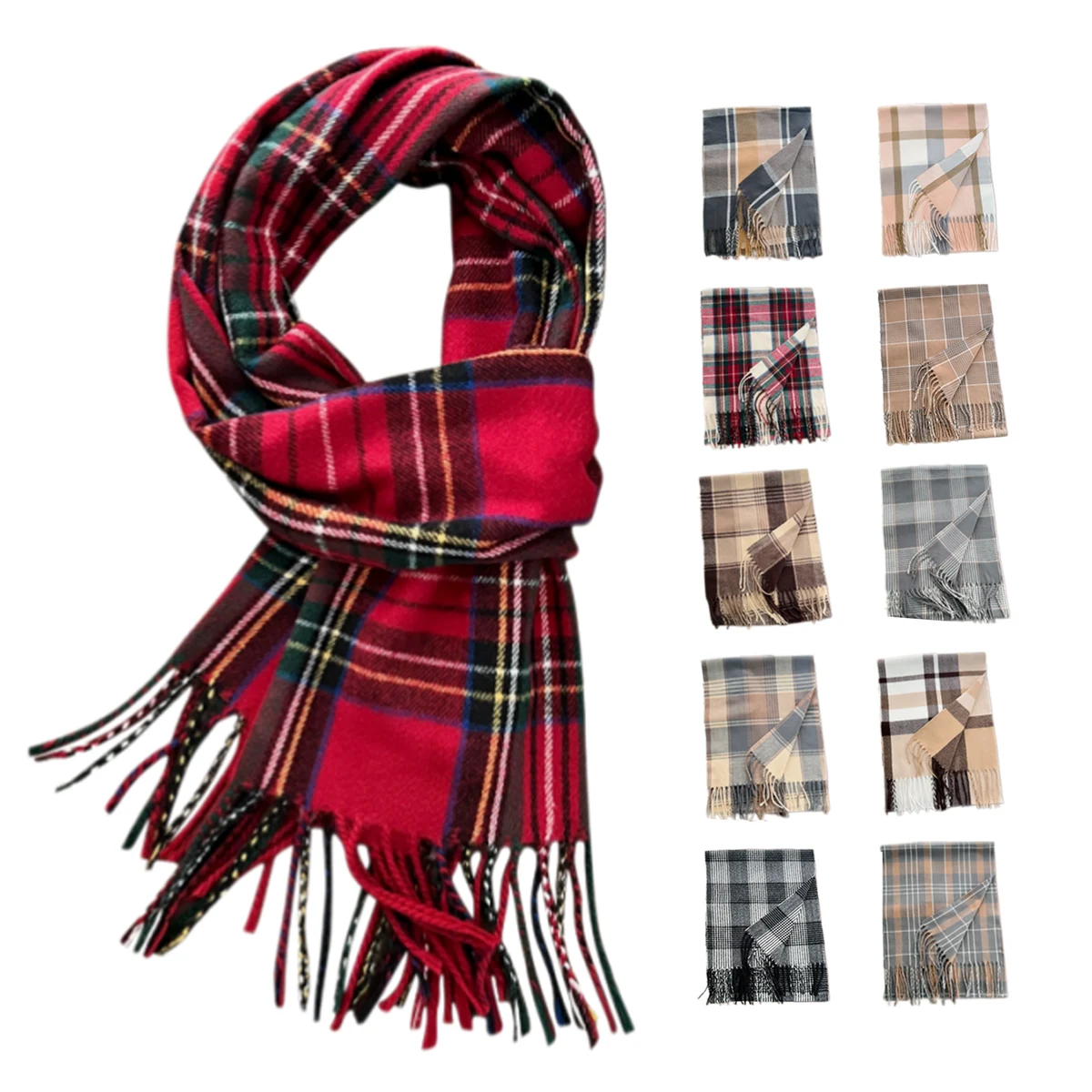 Plaid Scarf With Fringed Edges 1