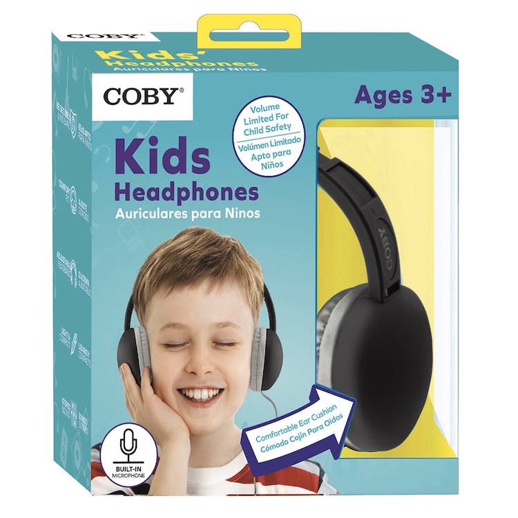 Volume-Safe Kids' Headphones - Black Ages 3+