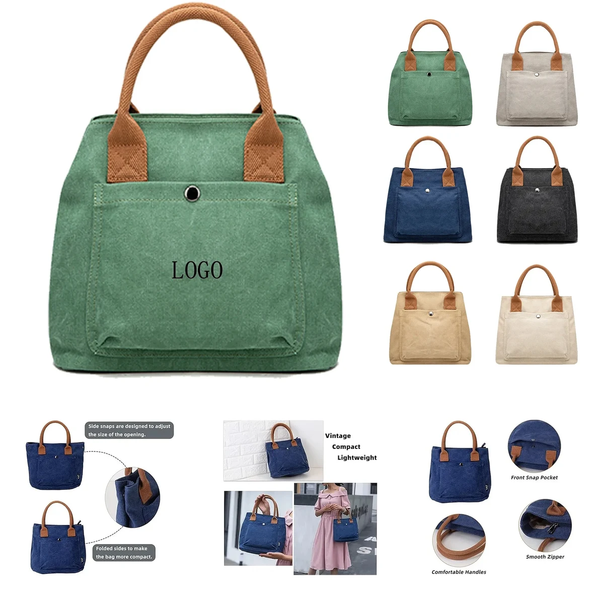 Full Color Stylish Canvas Tote Women's Cotton Handbag, custom tote bag with logo imprint 1