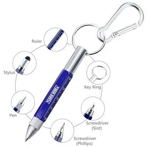6 In 1 Multi Metal Tool Pen With Carabiner And Key Ring 1