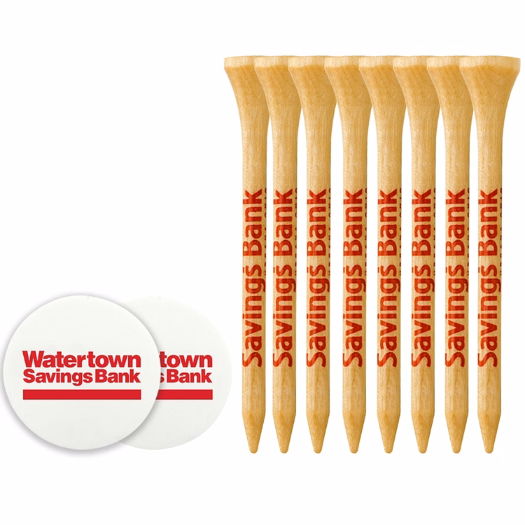 8 Wood Tees 3 1/4", 2 Ball Markers
