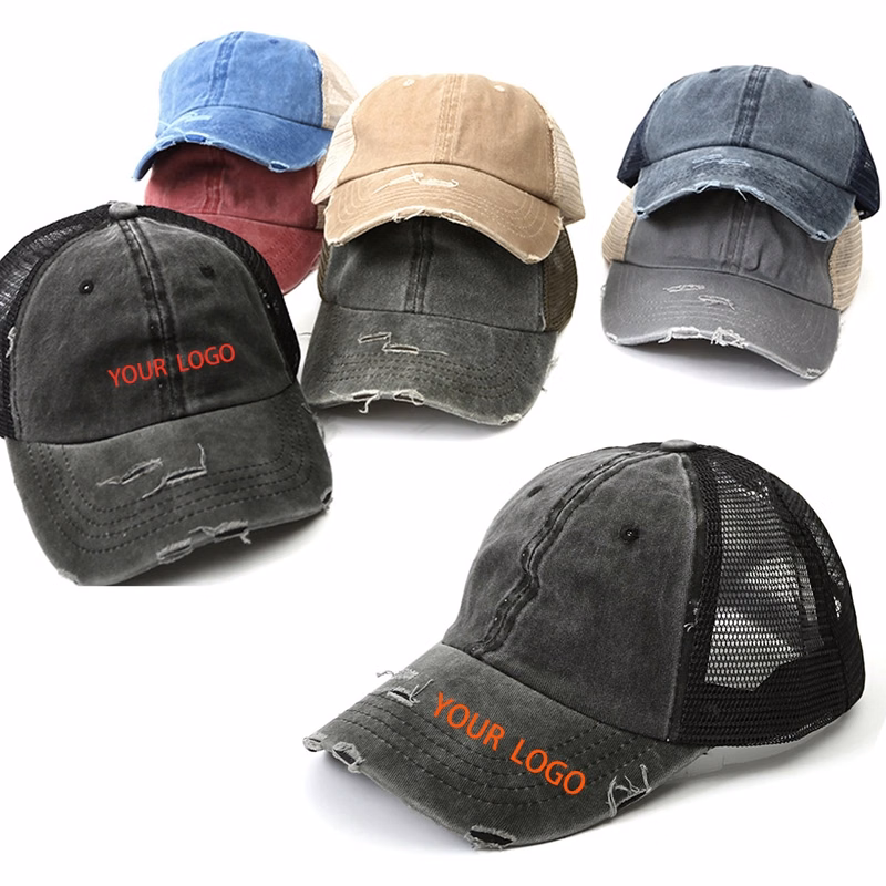Criss Cross Ponytail Hat Messy Bun Trucker Ponycap
