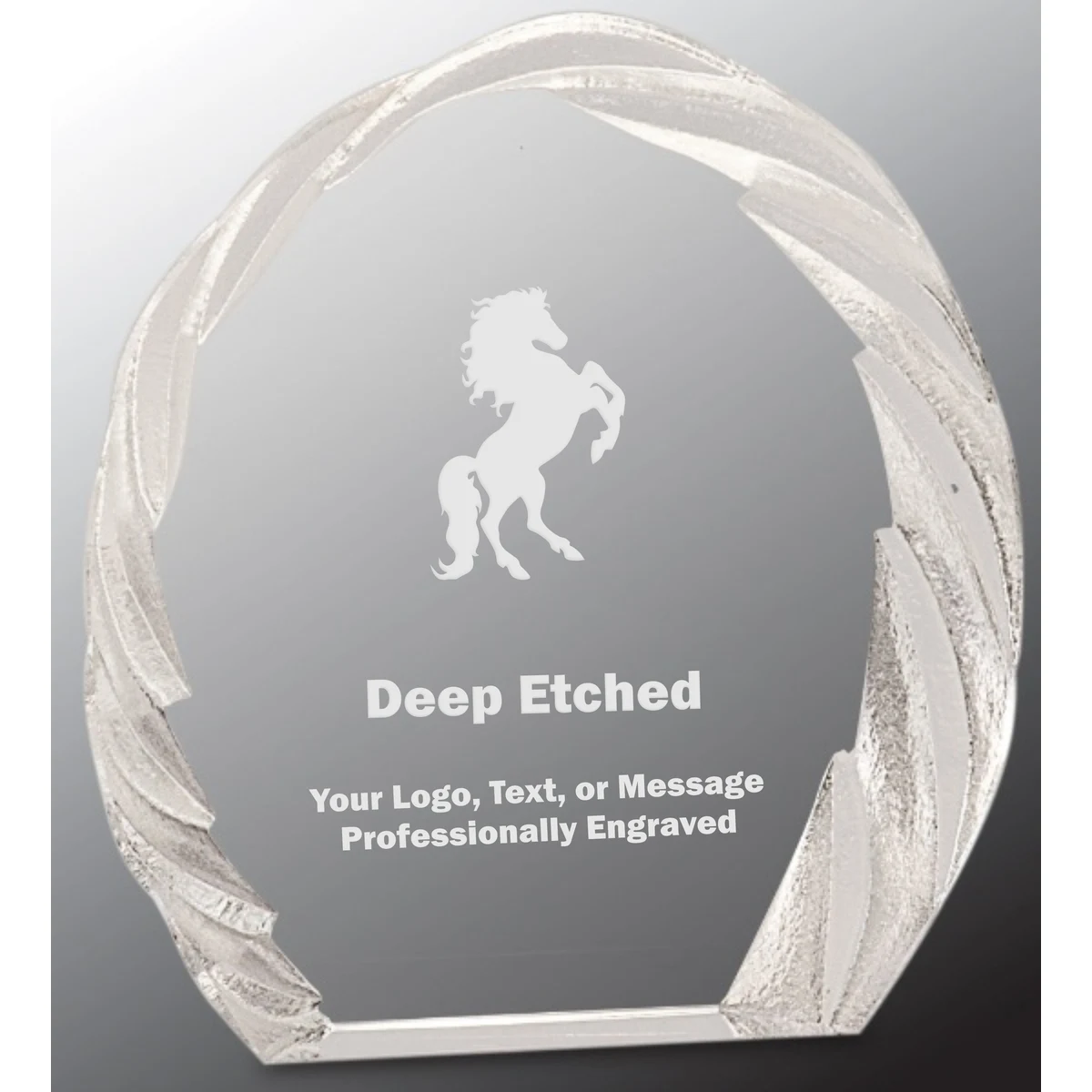 6" Oval Crystal Award with Decorative Edge 1