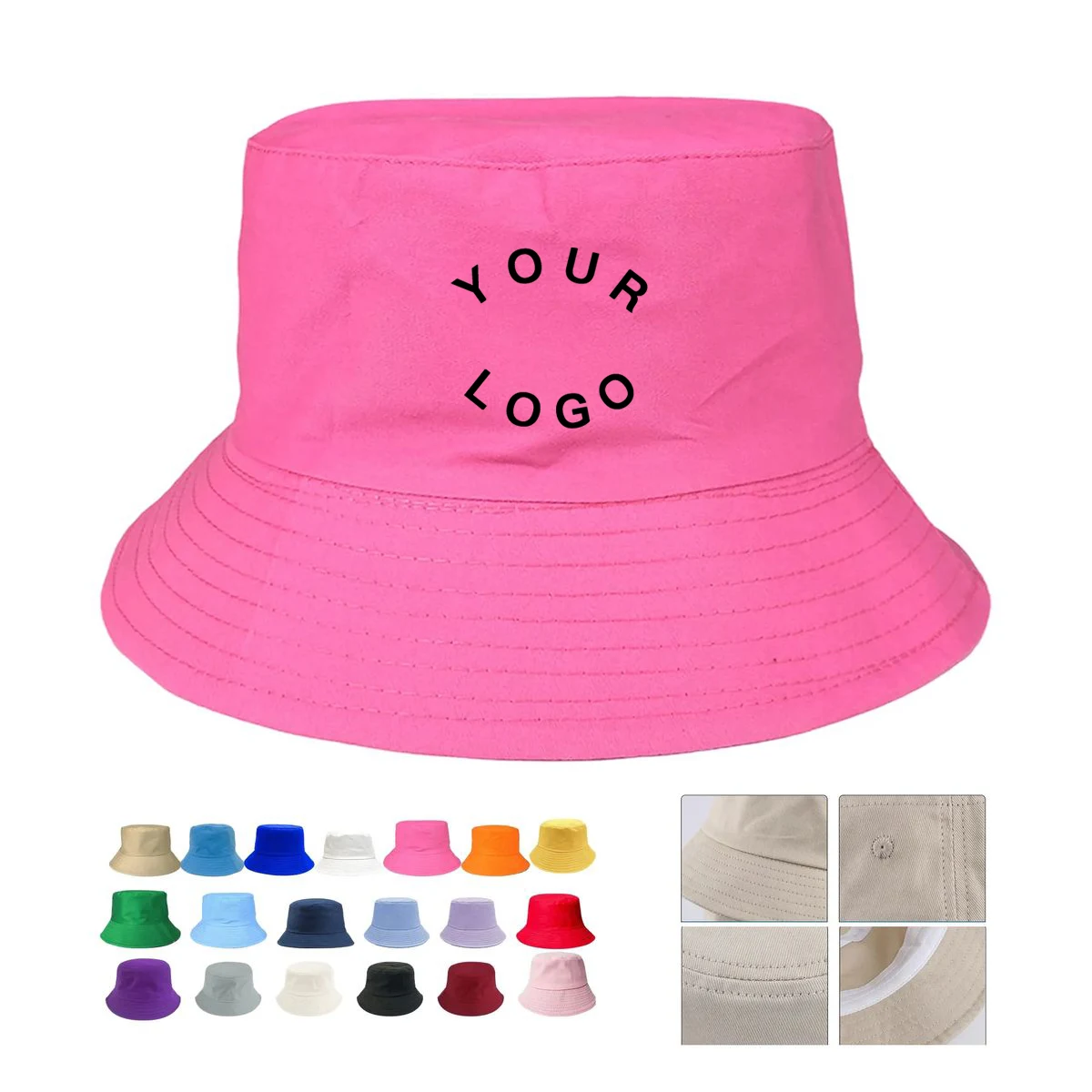 Flat Top Cotton Bucket Hat Sun Shade 1