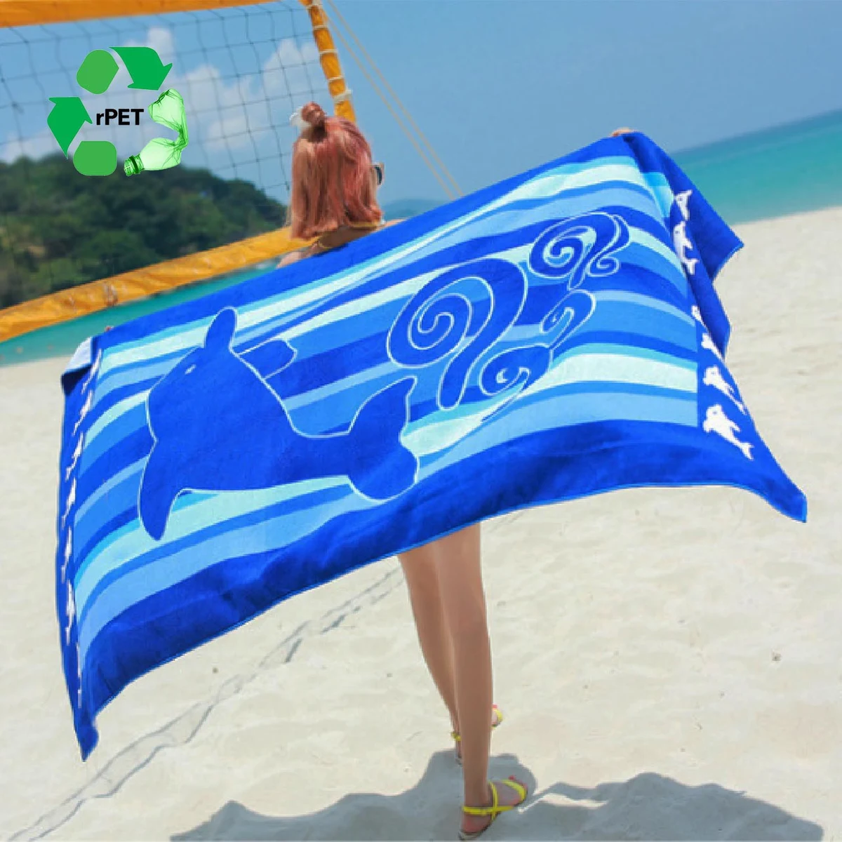 25"x 50" Eco-friendly rPET Sublimated Microfiber Sand Proof Beach Towel 1