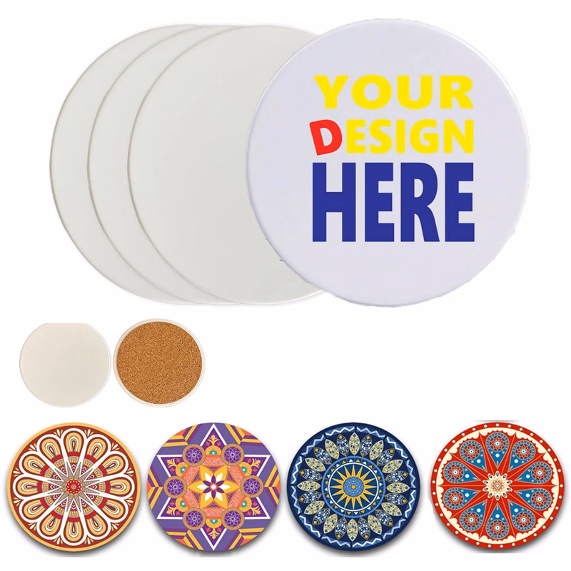 Full Color Imprint Square Round Ceramic Coaster