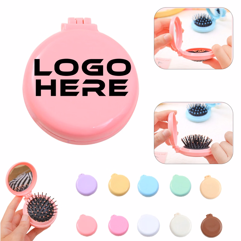 Portable Folding Hair Comb With Mirror