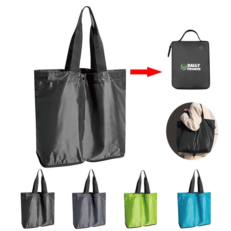 Lightweight Waterproof Foldable Shopping Bag, custom tote bag with logo imprint 1