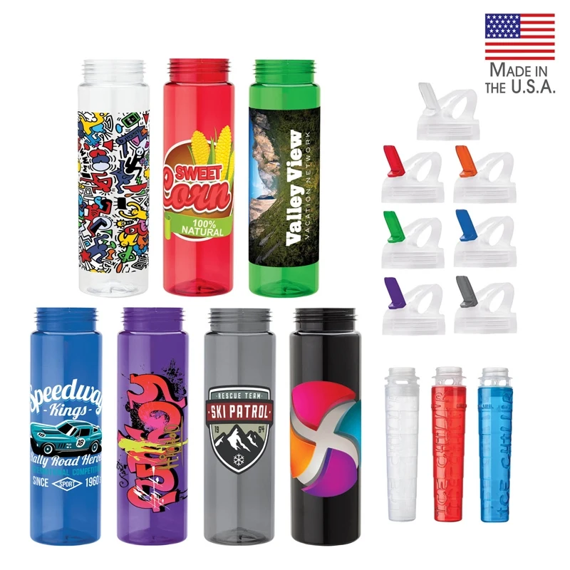 Newport 25 oz. PET Bottle with Flip Spout & Ice Stick 1