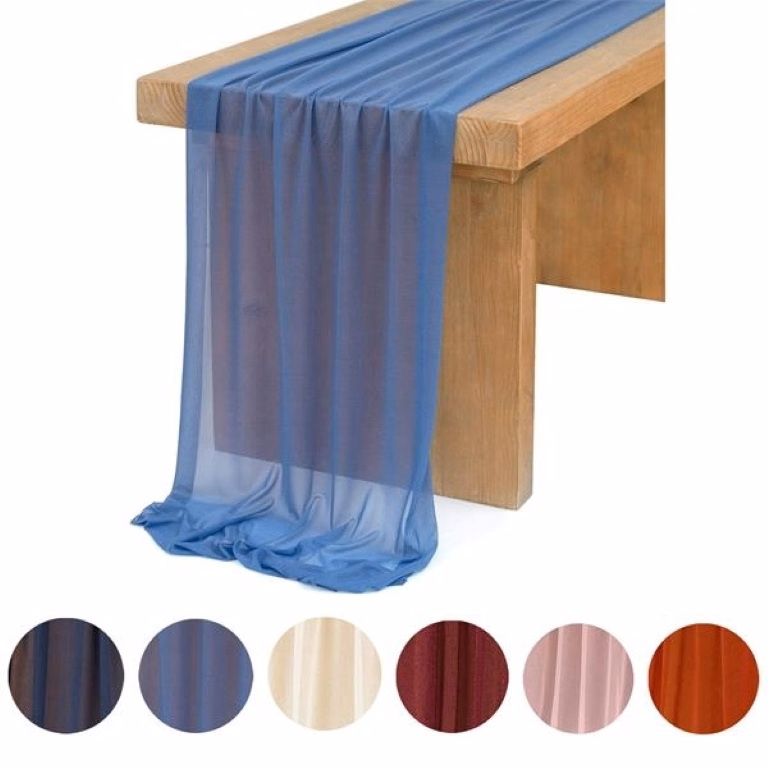 Dusty Rose Sheer Table Runner for Rustic Boho Wedding