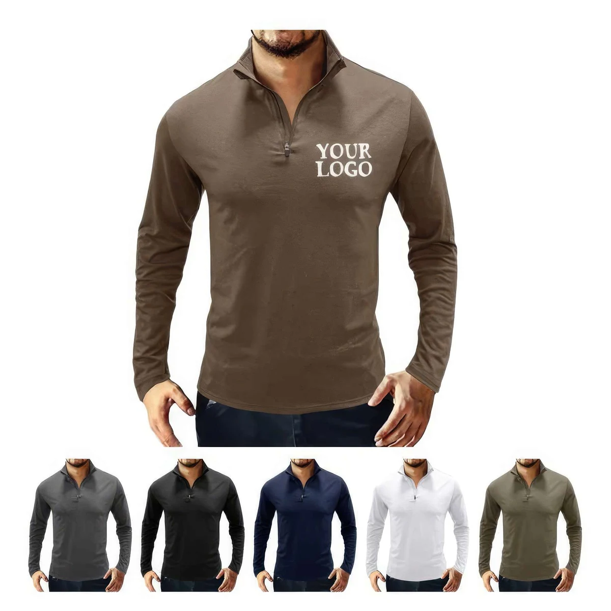 Personalized Stand Collar Long Sleeve Shirts 1