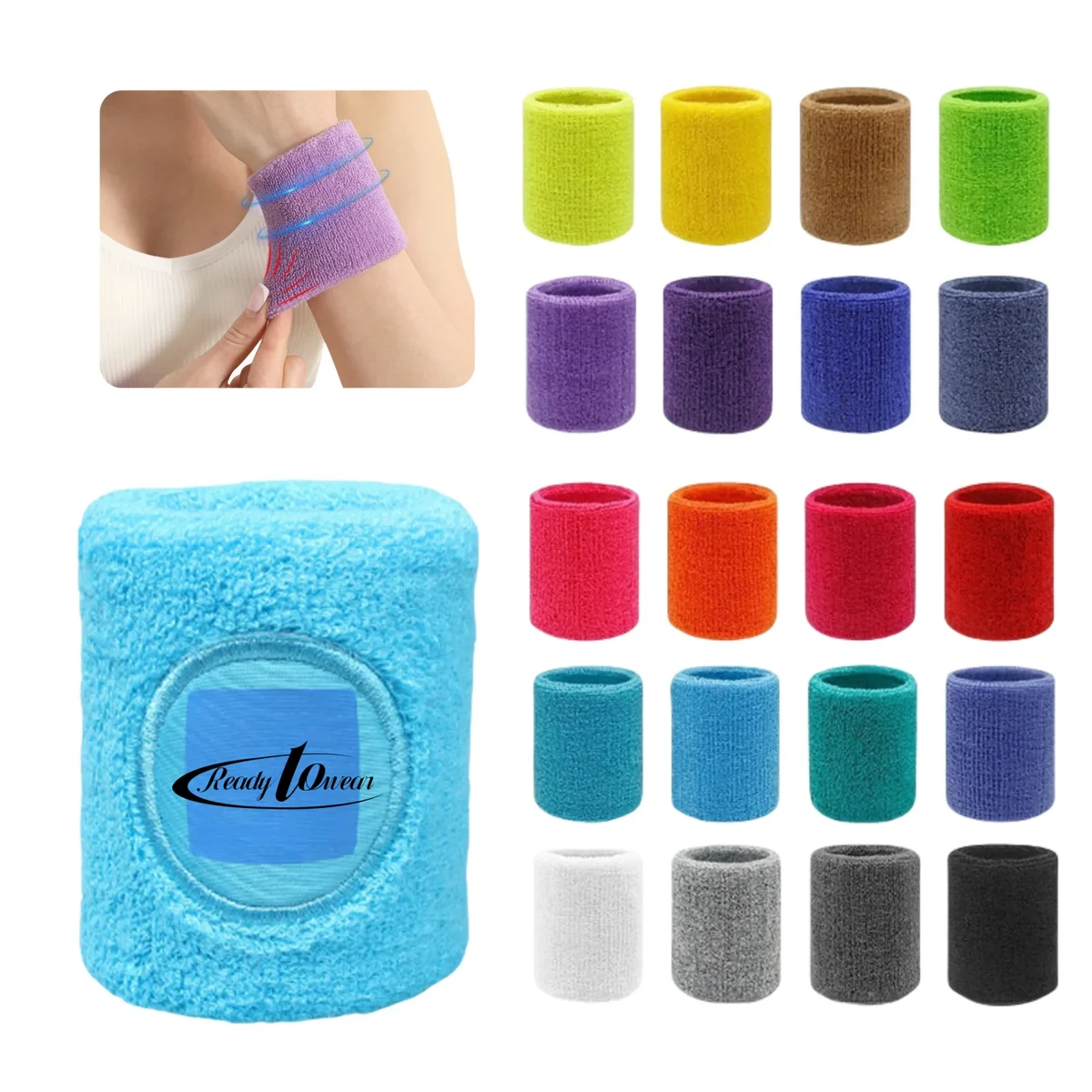 Fabric Logo Sweat-Wicking Sports Wristbands 1