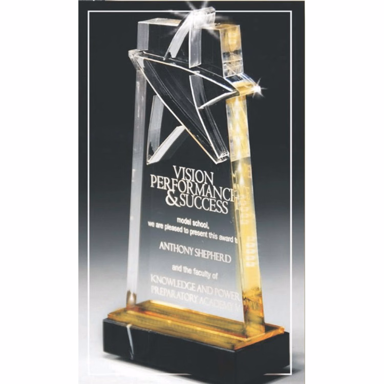4" x 7" Deep Lasered Star Gold Mirror Acrylic Award