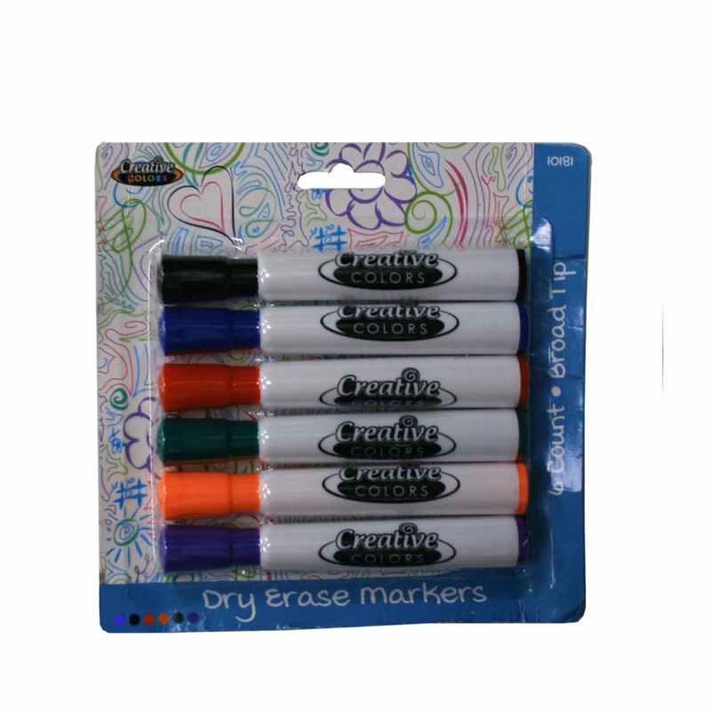 Dry Erase Markers - 6 Assorted Colors