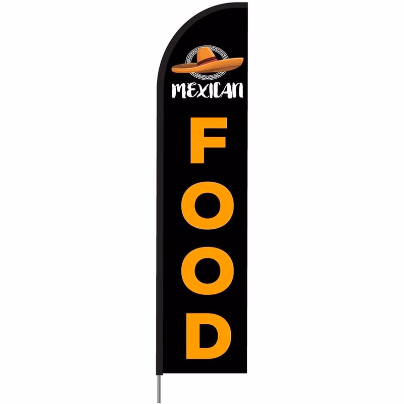 Seafood Feather Flag Swooper Banner Pole Kit Outdoor Restaurant Businesses & Store Sign Display, 15f