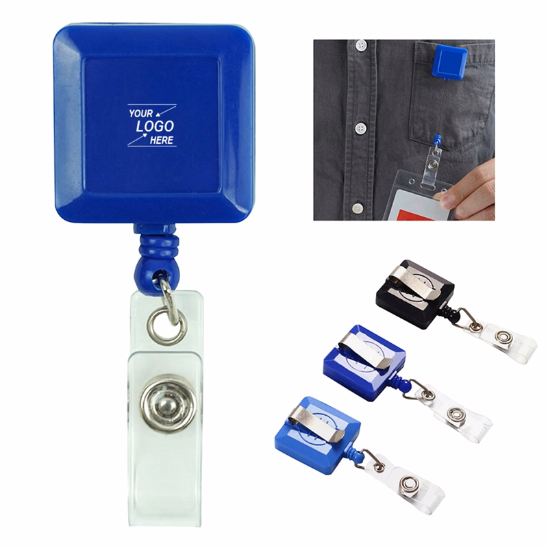 Square Retractable Badge Holder with Belt Clip