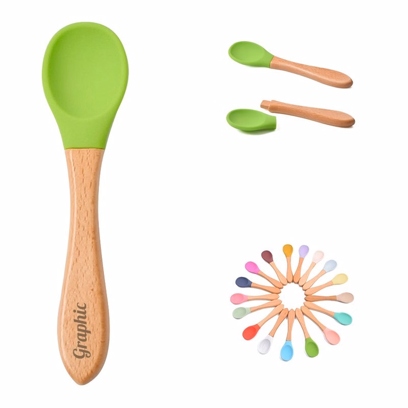 Baby Silicone Spoon w/Bamboo Handle