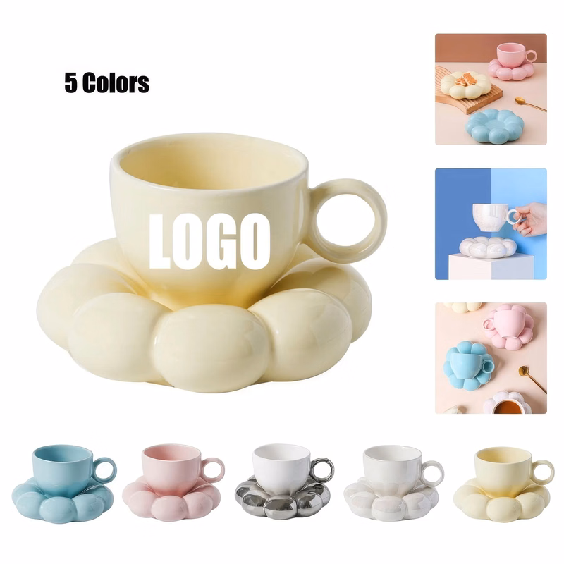 6.7 OZ. Ceramic Tea Cup Coffee Mug with Saucer Set
