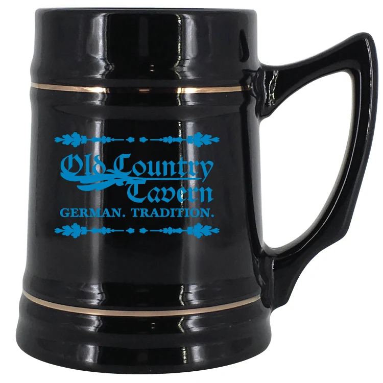 24 oz. Black Stein Mug with Gold Bands 1