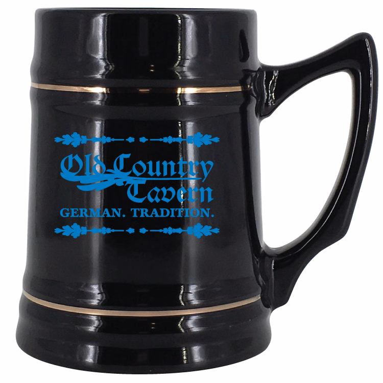 24 oz. Black Stein Mug with Gold Bands