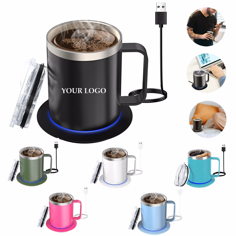 12oz Stainless Steel Smart Heated Coffee Mug Warmer Set