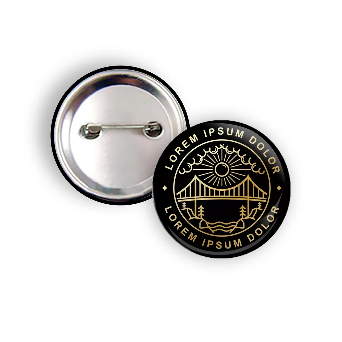 1 1/5" Round Tinplate Brooch Buttons Pin 1