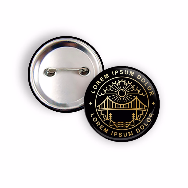 1 1/5" Round Tinplate Brooch Buttons Pin