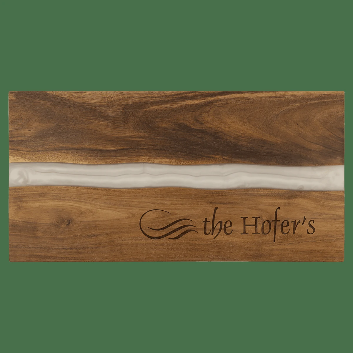 18" x 9" White Acacia with Pearl Resin Serving Board 1