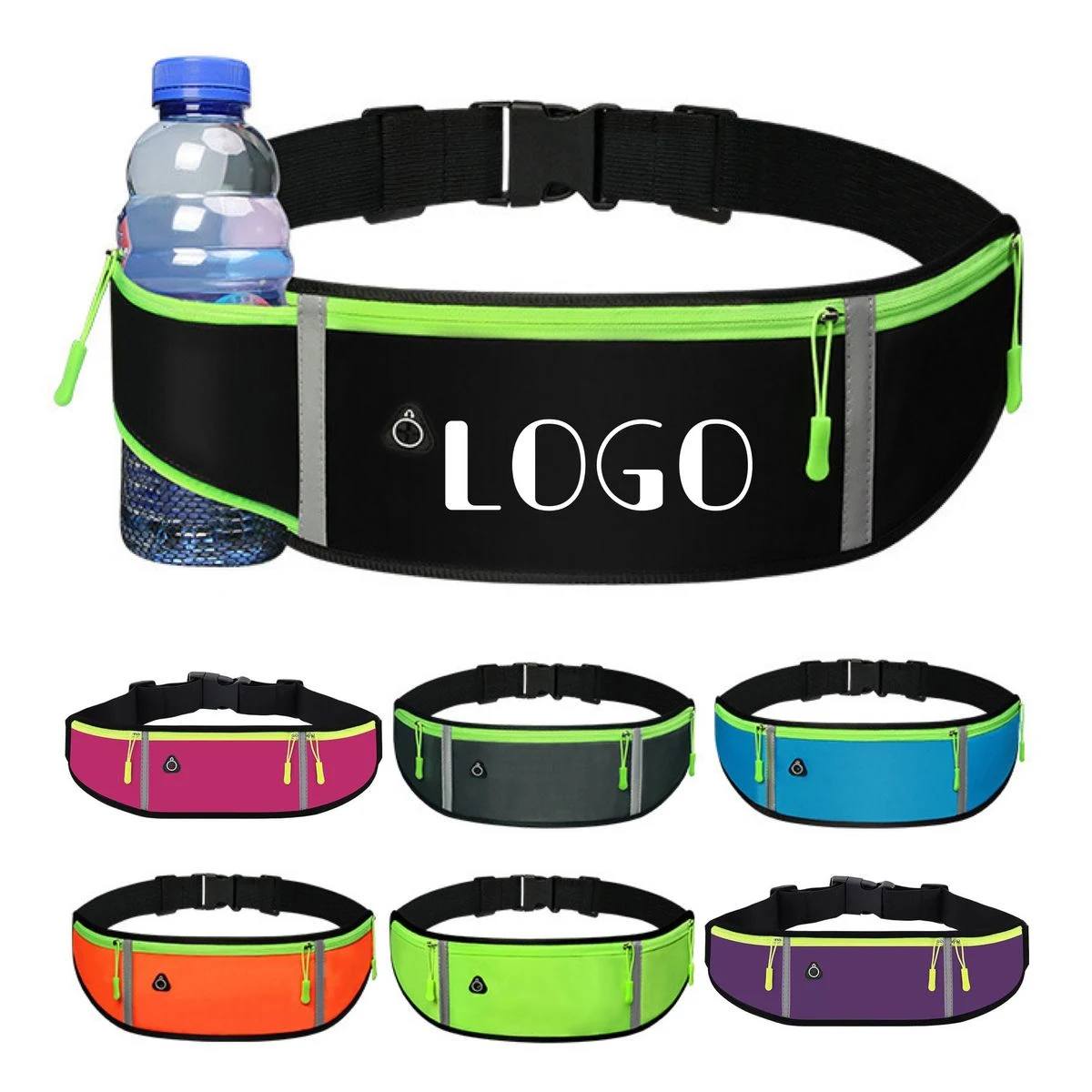 Waterproof Running Waist Belt with Elastic Water Bottle Pouch 1
