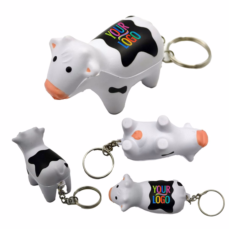 Soft Pu Cow Shape Stress Relief Keychain