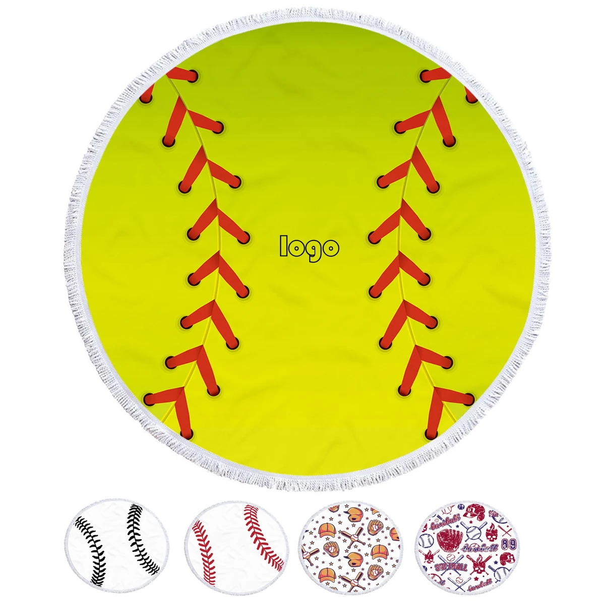 Baseball Printed Round Beach Towel (direct import) 1