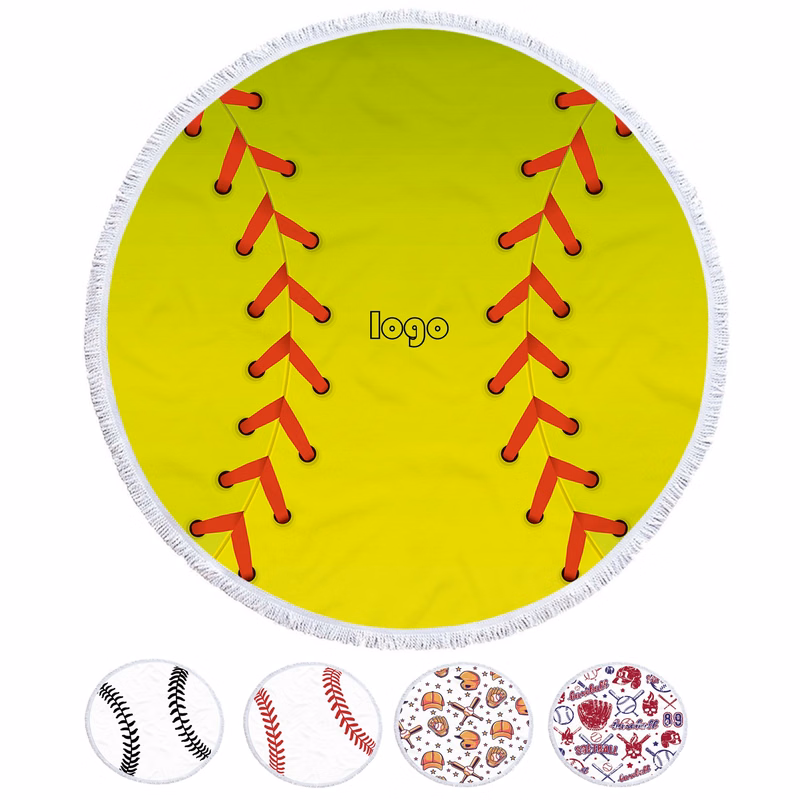 Baseball Printed Round Beach Towel (direct import)