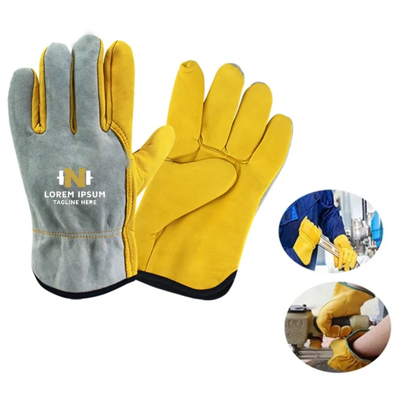 Winter style sheepskin gloves lined with wool fabric 1