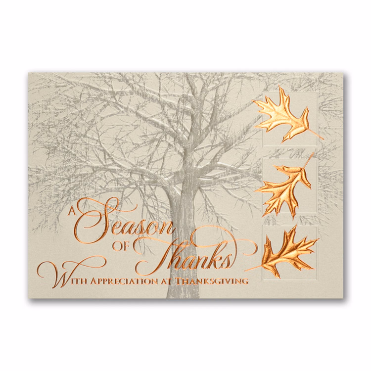 Copper Leaves of Thanks Thanksgiving Card