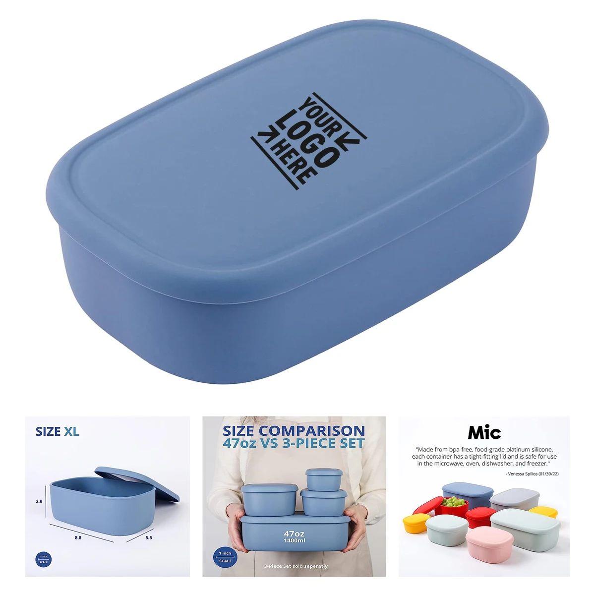 47oz Large Silicone Food Storage Container 1