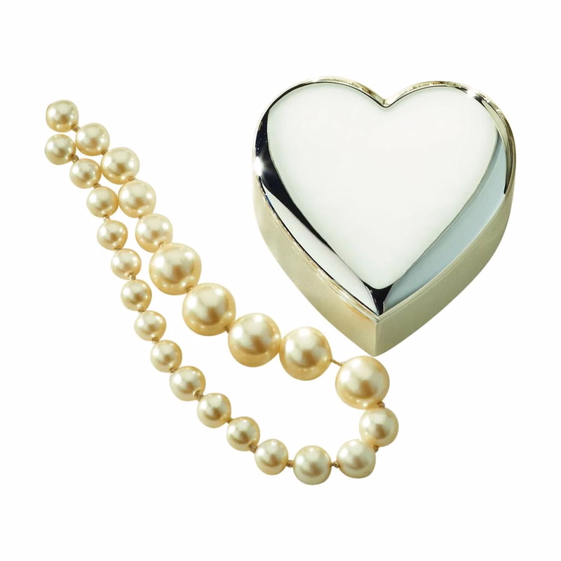 Shiny Silver Heart Jewelry Box
