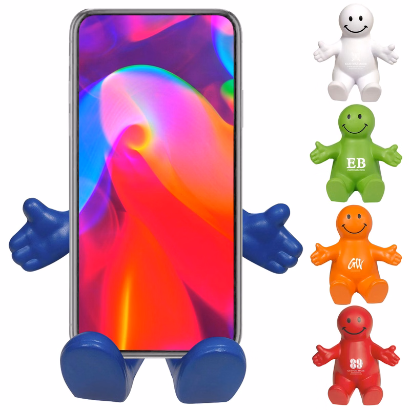 Squeezable Smile Face Guy Phone Holder